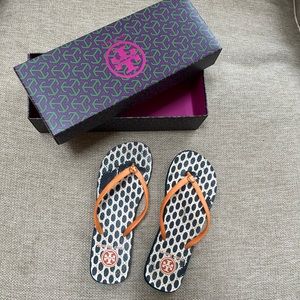 Tory Burch Sun Coral Wooly Dot flip flop size 7 worn
